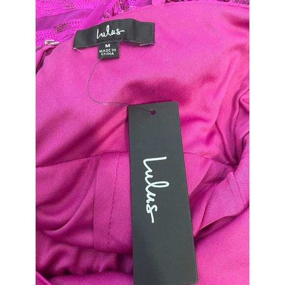 Lulus Mini Dress Medium Pink Sequins Bodycon Mermaid Swiftie Club Bling NWT - Picture 8 of 9